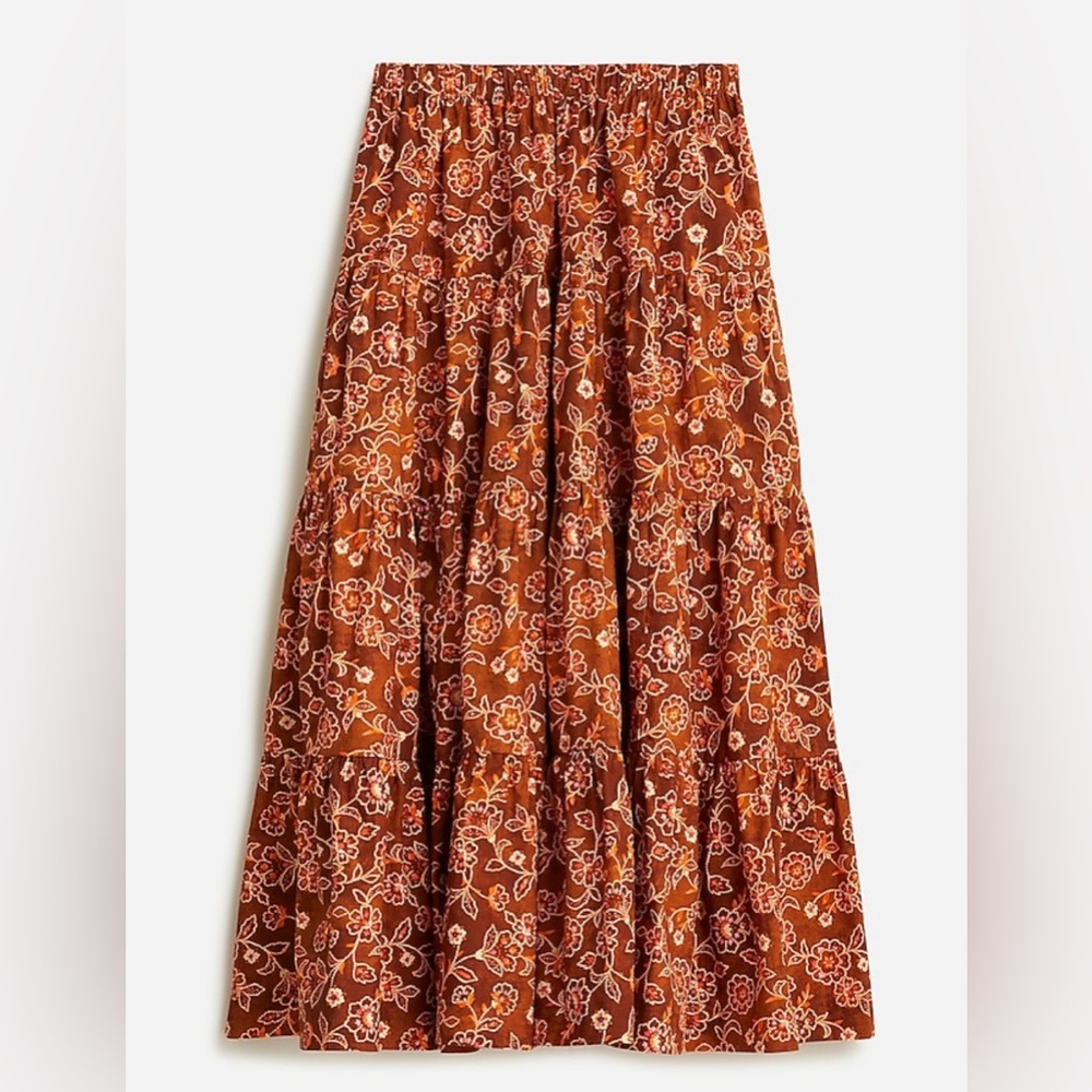 J Crew tiered pull on maxi skirt